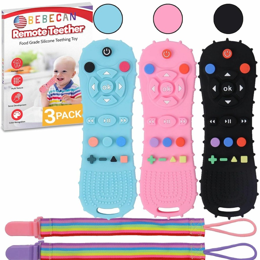 Baby & Toddler BEBECAN | Bebecan Silicone Baby Remote Teether - The Perfect Distraction For Infants, Safe Food Grade Silicone Bpa Free Baby Teether Remote For Baby, Baby Remote Teether Control For Baby