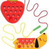 Baby & Toddler GEMEM | Gemem Wooden Lacing Threading Toys Fine Motor Skill Toys For 3 Year Old Educational And Learning Montessori Toddler Travel Toy 1 Strawberry And 1 Dog