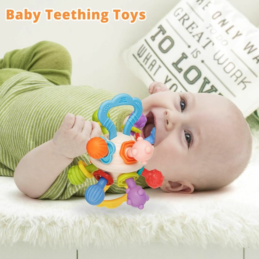 Baby & Toddler Aprilwolf | Aprilwolf Baby Sensory Teething Toys, Teething Relief Ball For Infants, Gifts For Newborn Boys Girls 0 3 6 9 12 Months 1 One Year Old | Baby Rattle Chew Toys