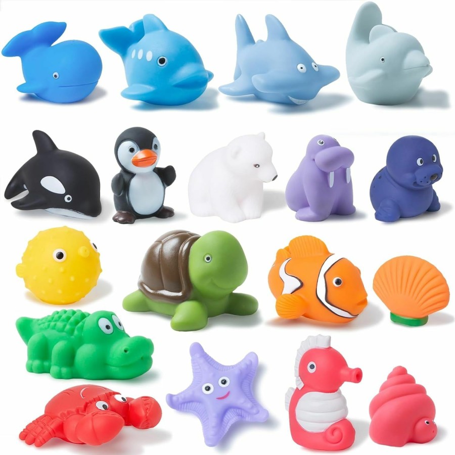 Baby & Toddler XY-WQ | Xy-Wq Mold Free Bath Toys No Hole, For Infants 6-12& Toddlers 1-3, No Hole No Mold Bathtub Toys (Sea Animals, 9 Pcs With Mesh Bag)