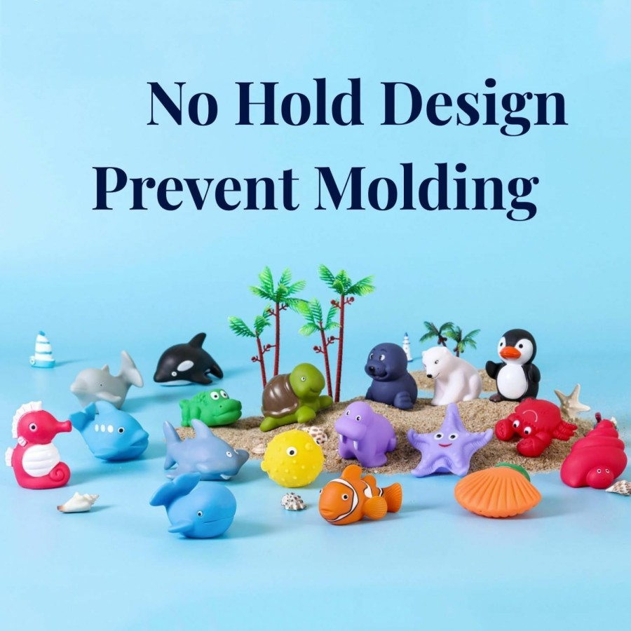 Baby & Toddler XY-WQ | Xy-Wq Mold Free Bath Toys No Hole, For Infants 6-12& Toddlers 1-3, No Hole No Mold Bathtub Toys (Sea Animals, 9 Pcs With Mesh Bag)