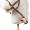 Baby & Toddler HollyHOME | Hollyhome Outdoor Stick Horse With Wood Wheels Real Pony Neighing And Galloping Sounds Plush Toy Dark Brown 36 Inches(Aa Batteries Required)