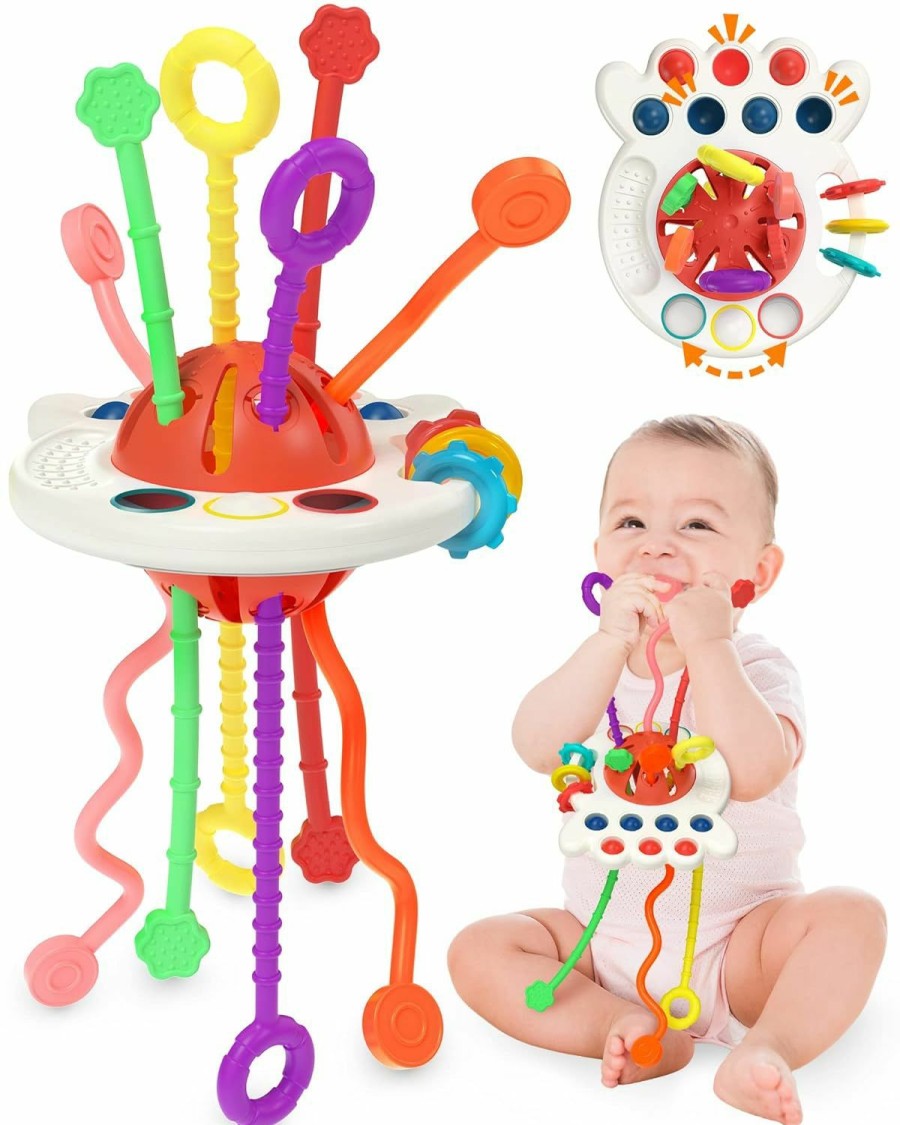 Baby & Toddler Yetonamr | Yetonamr Baby Sensory Montessori Toy For 6-12-18 Months, Pull String Silicone Teething Toy, Easter Basket Stuffers Birthday Gift Travel Toy For 1 2 Year Old Boy Girl Infant Toddlers 8 9 Months Old