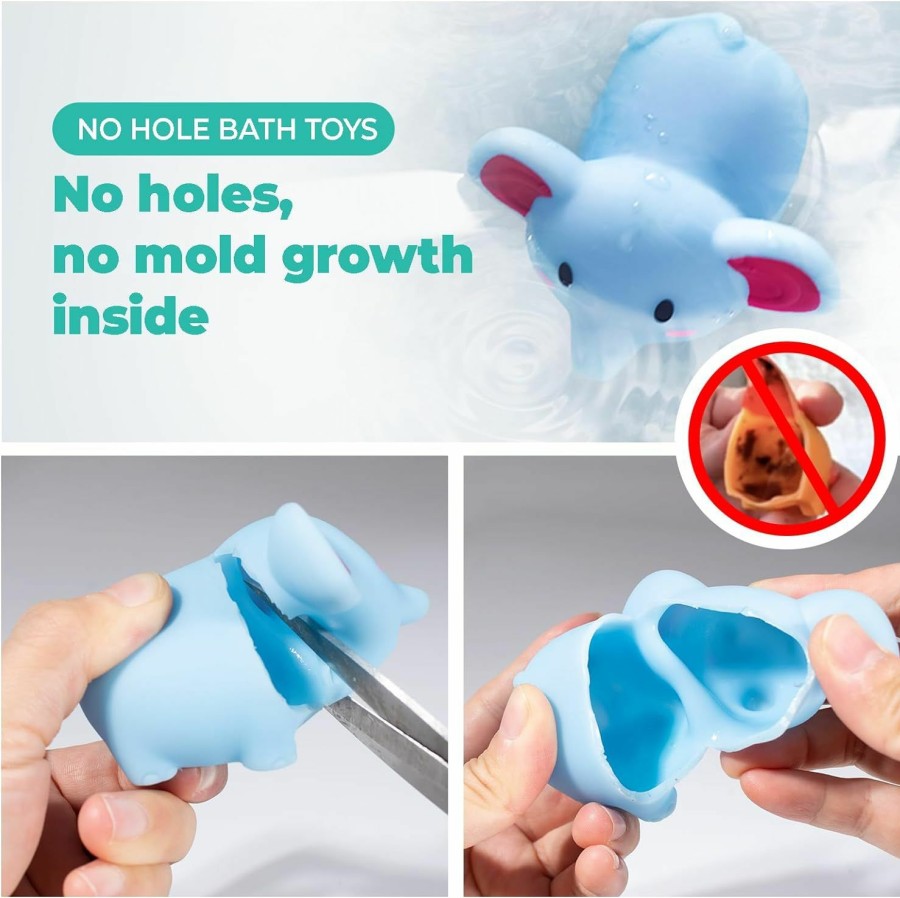 Baby & Toddler Hely Cancy | Hely Cancy Mold Free Infant Bath Toys For 18 Months - No Hole Animal Bathtub Toys, Baby Bath Tub Toys No Mold (Ocean)