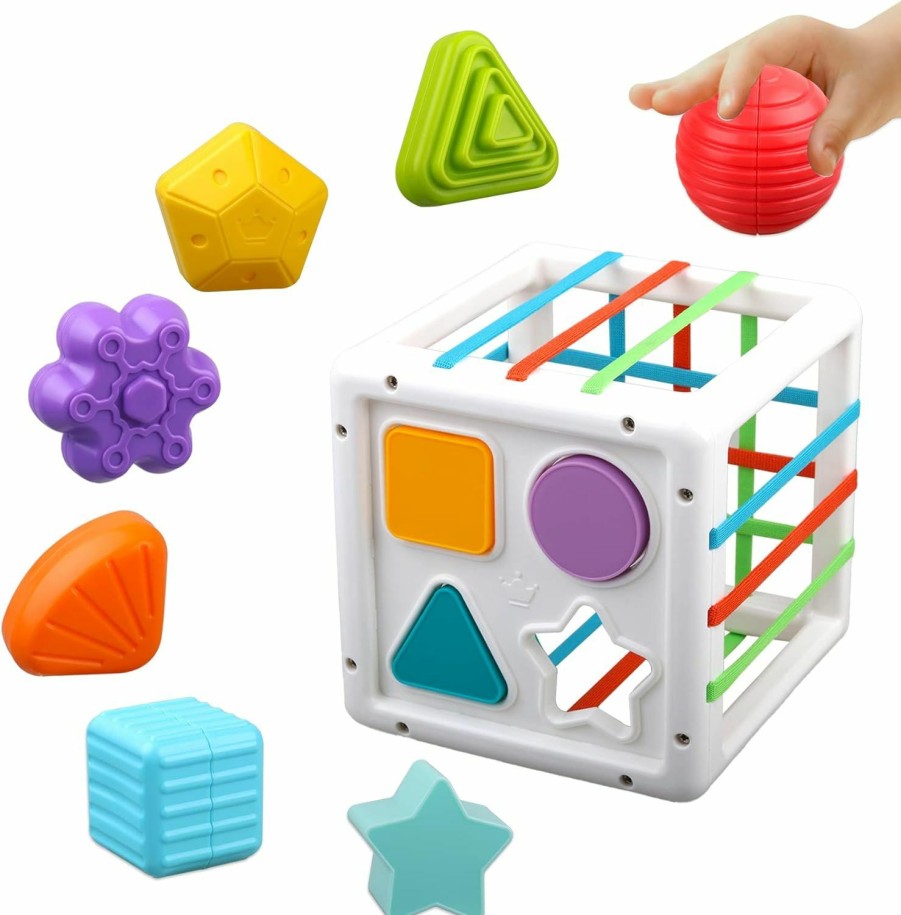 Baby & Toddler Chobyfun | Baby Sensory Shape Sorter Blocks Toy - Activity Cube Bins - Montessori Educational Learning Fine Motor Skills Toys For Babies Toddlers 6 12 18 Months Age 1 2 3 One Two Year Old Boys Girls Gifts