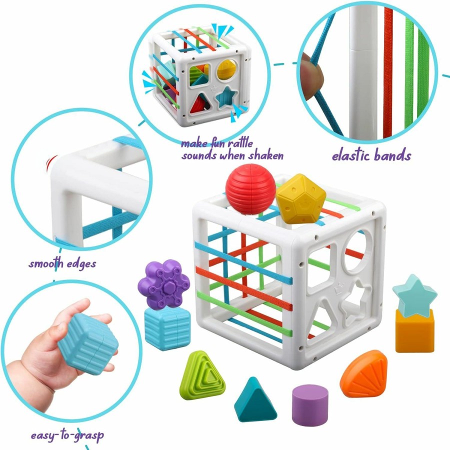 Baby & Toddler Chobyfun | Baby Sensory Shape Sorter Blocks Toy - Activity Cube Bins - Montessori Educational Learning Fine Motor Skills Toys For Babies Toddlers 6 12 18 Months Age 1 2 3 One Two Year Old Boys Girls Gifts