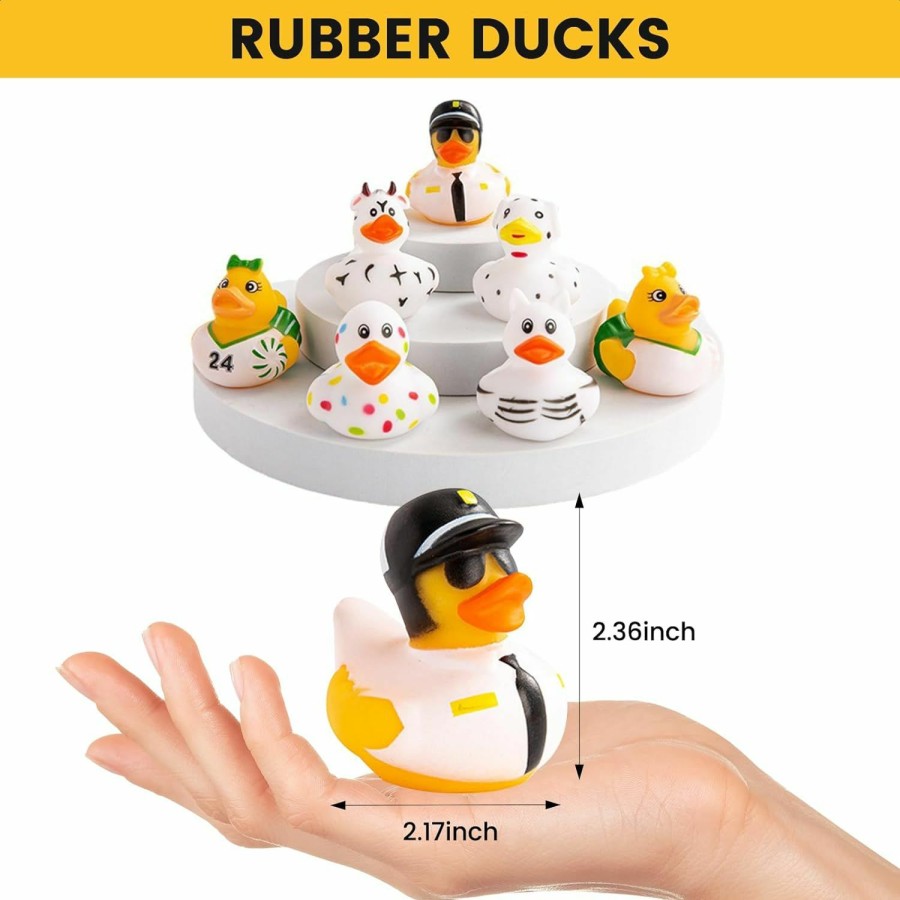 Baby & Toddler BOZILY | 150Pcs Jeeper Ducks With Tags For Ducking,50 Pack Rubber Ducks+50 Cards Tags+50 Straps,Assorted Rubber Ducks In Bulk Shower Swimming Bath Toy…