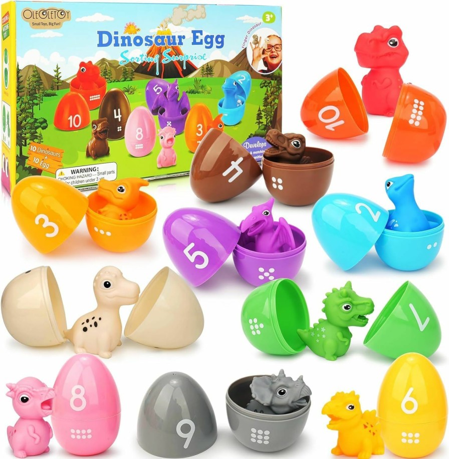 Baby & Toddler OleOletOy | Numbers Matching Montessori Educational Toys: Set Of 20 Dinosaur Eggs Enhancing Fine Motor Skills For Toddlers Ideal Easter Basket Stuffers For Boys And Girls Ages 3 And Up Perfect For Preschool Games