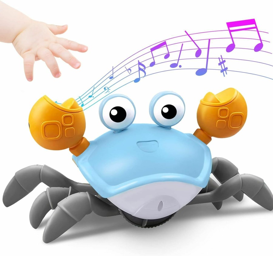 Baby & Toddler Plnmlls | Plnmlls Crawling Crab Baby Toy,Tummy Time Baby Toys With Music And Led Light Will Automatically Avoid Obstacles,Build In Rechargeable Battery For Toddler Interactive Development Toy