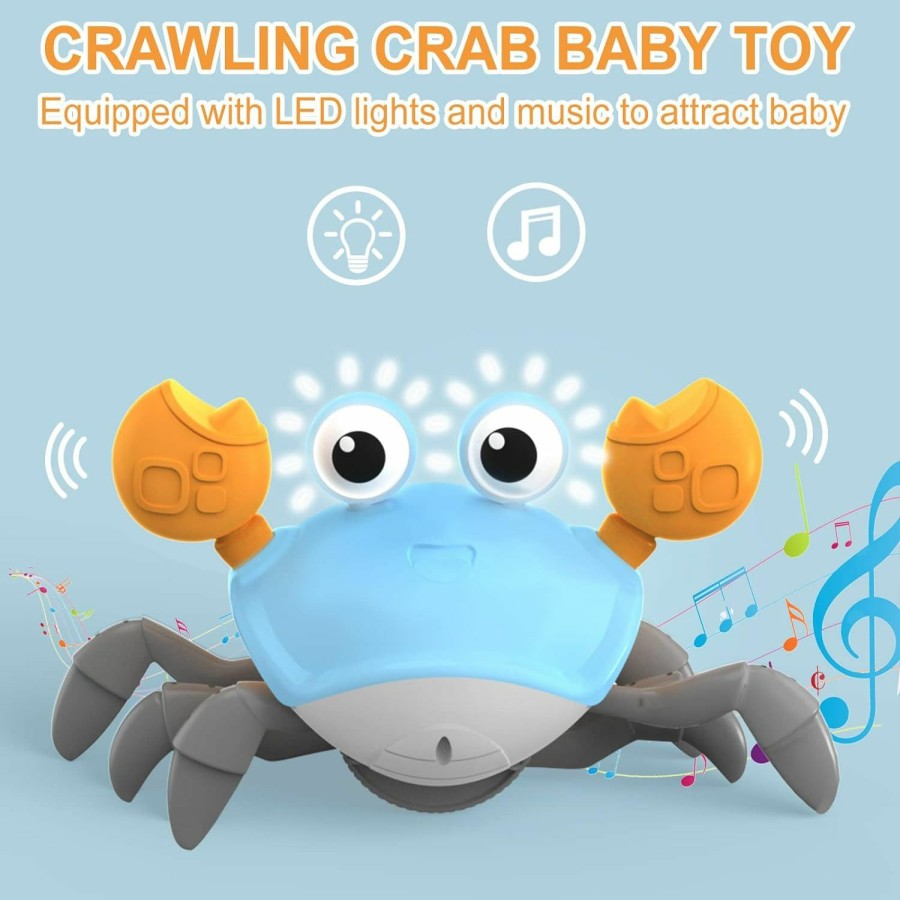 Baby & Toddler Plnmlls | Plnmlls Crawling Crab Baby Toy,Tummy Time Baby Toys With Music And Led Light Will Automatically Avoid Obstacles,Build In Rechargeable Battery For Toddler Interactive Development Toy