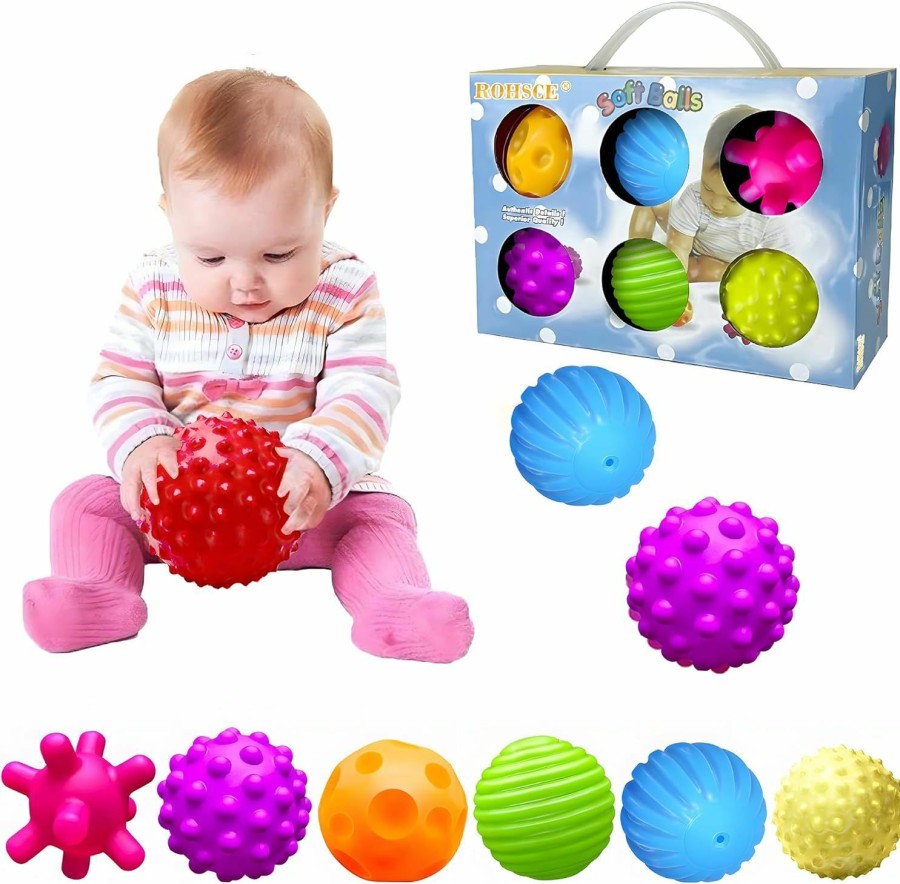 Baby & Toddler ROHSCE | Rohsce Sensory Balls For Baby Sensory Baby Toys 6 To 12 Months For Toddlers 1-3, Bright Color Textured Multi Soft Ball Gift Sets, Montessori Toys For Babies 6-12 Months Infant Toys (6 Pack)