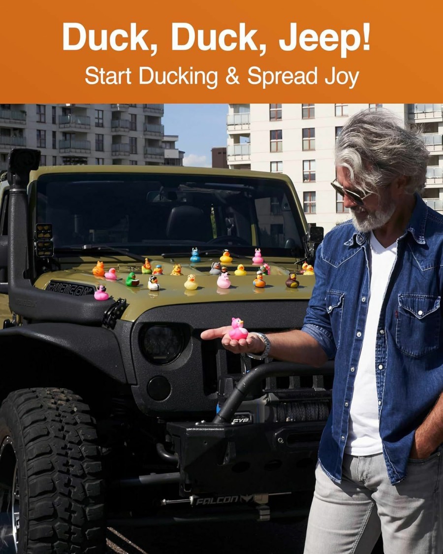 Baby & Toddler Happy Duckers | Jeep Ducks For Ducking - Assorted Ducks For Jeeps - 25 Pc 2\" Rubber Ducks Jeep Ducking - Plus Official Duck Duck Jeep Mobile App - Cute Little Rubber Ducks From Happy Duckers