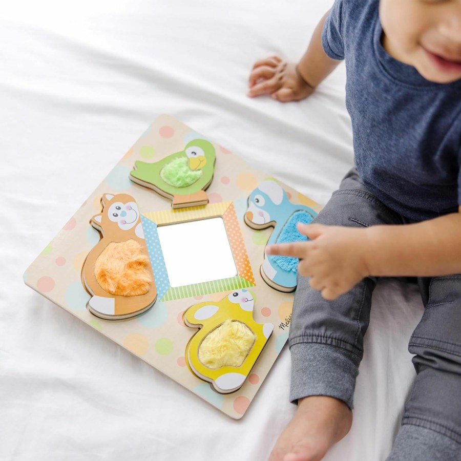 Baby & Toddler Melissa & Doug | Melissa & Doug First Play Wooden Touch And Feel Puzzle Peek-A-Boo Pets With Mirror