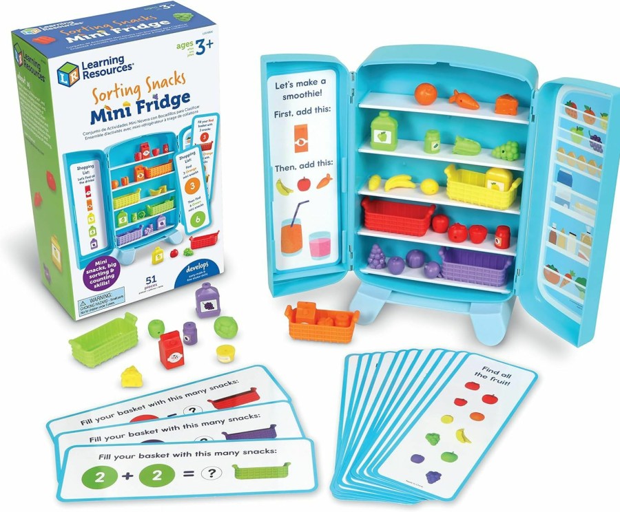 Baby & Toddler Learning Resources | Learning Resources Sorting Snacks Mini Fridge ,51 Pieces, Ages 3+, Toddler Toys, Educational Toys, Snack Toys,Plastic Food Toys,Kids Kitchen Accessories