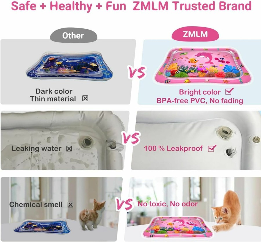 Baby & Toddler ZMLM | Zmlm Baby Tummy-Time Water Mat: Infant Baby Toy Gift Activity Play Mat Inflatable Sensory Playmat Babies Belly Time Pat Indoor Small Pad For 3 6 9 12 Month Newborn Boy Girl Toddler Fun Christmas Game