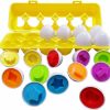 Baby & Toddler J-hong | J-Hong Matching Eggs 12 Pcs Set Easter Eggs - Educational Color & Shape Recognition Sortere Skills Study Toys, Learning Toy Gift For Toddler 1 2 3 Year Old