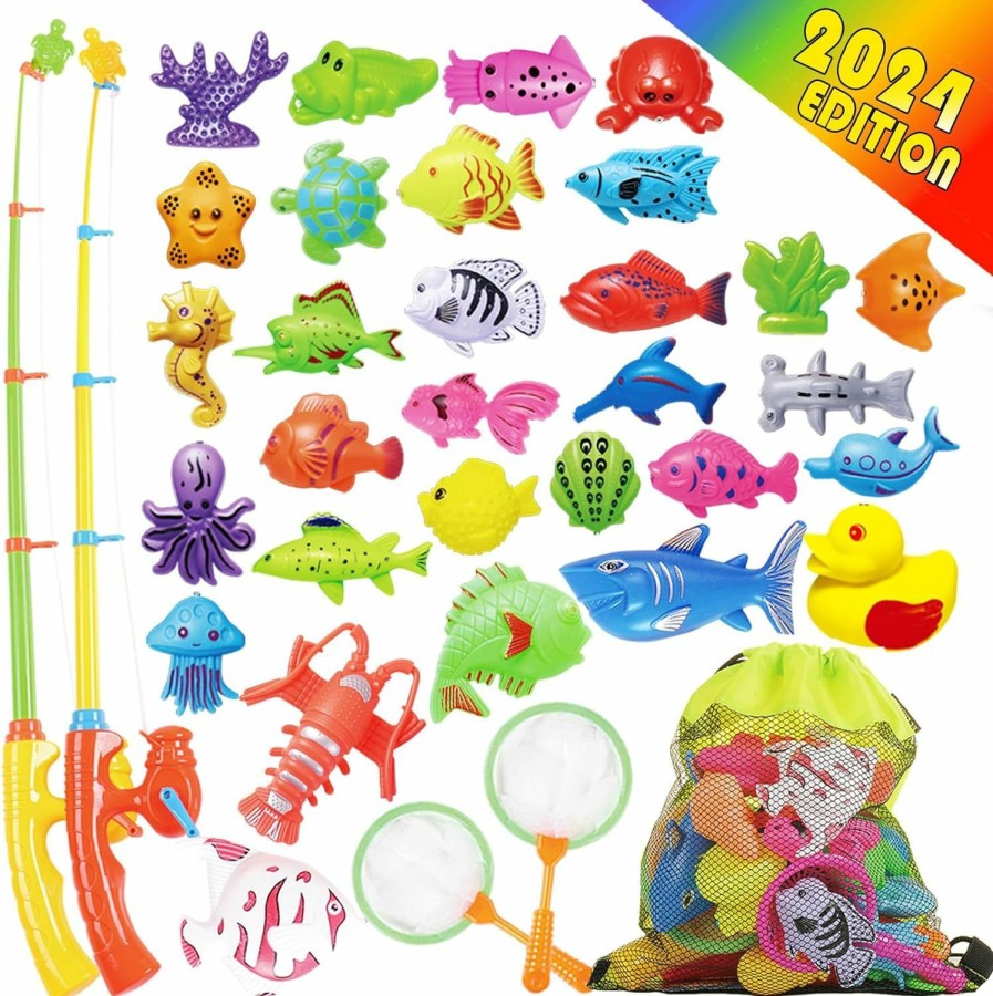 Baby & Toddler Goody King | Goody King Magnetic Fishing Game Pool Toys For Kids - Bath Outdoor Indoor Carnival Party Water Table Fish Toys For Kids Age 3 4 5 6 Years Old 2 Players Gift (Large)