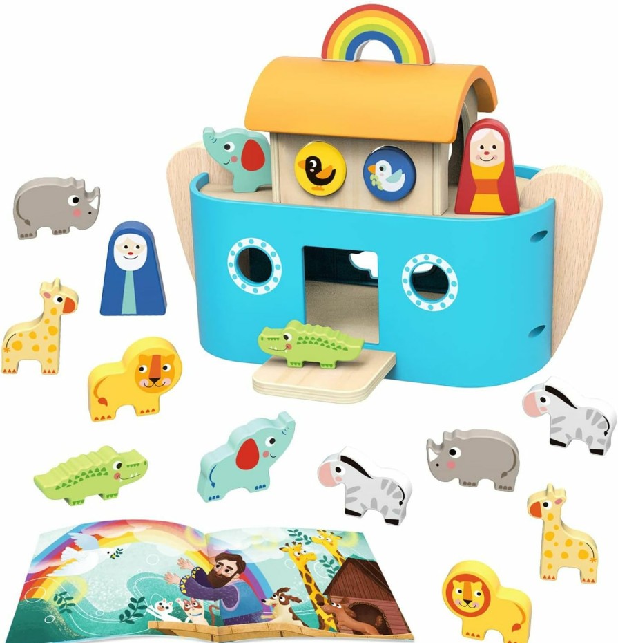 Baby & Toddler TOOKYLAND | Tookyland Noah'S Ark Toys For Toddlers Wooden Animal Shape Sorter Toys, Baptism Gifts For Boys And Girls, Bible Story Toys With Story Book, Montessori