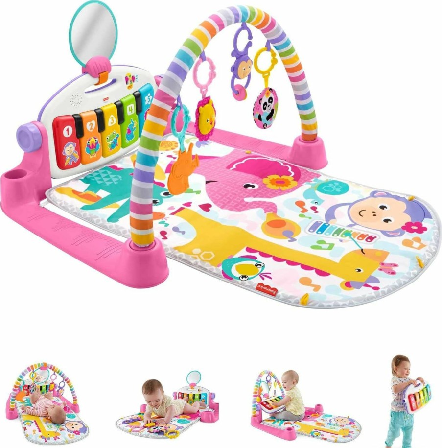 Baby & Toddler Fisher-Price | Fisher-Price Baby Gift Set Deluxe Kick & Play Piano Gym & Maracas,Playmat & Musical Toy With Smart Stages Learning Content Plus 2 Rattles (Amazon Exclusive)