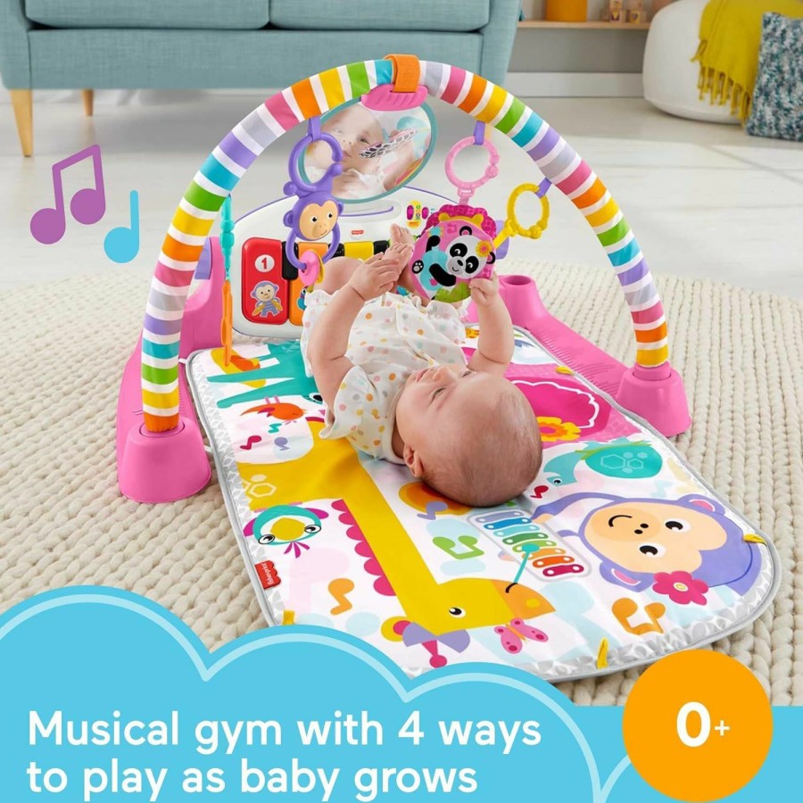 Baby & Toddler Fisher-Price | Fisher-Price Baby Gift Set Deluxe Kick & Play Piano Gym & Maracas,Playmat & Musical Toy With Smart Stages Learning Content Plus 2 Rattles (Amazon Exclusive)