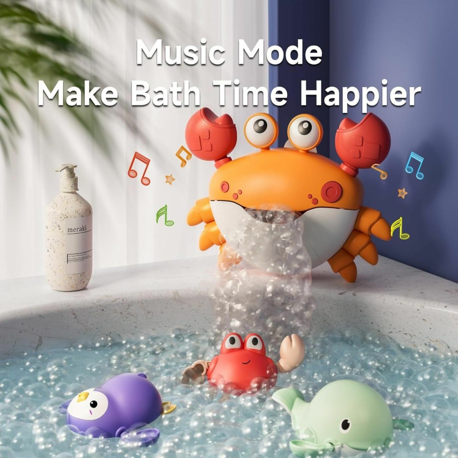 Baby & Toddler TUMAMA | Tumama Baby Bath Toy,Musical Bath Bubble Maker Machine,3 Wind-Up Bathtub Toys,Crab Shower Water Toy For Toddlers Kids Boys Grils,4 Pieces