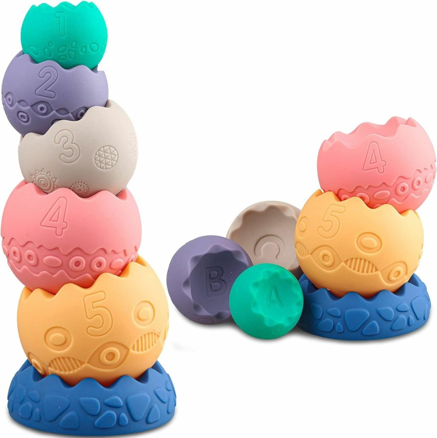 Baby & Toddler Miawow | Miawow Stacking Balls Soft Toys For Babies 6 12 18 Months 1 Year Old Girls Boys - Toddlers Sensory Educational Montessori Baby Blocks - Infant Newborn Developmental Teething Learning Stacker Cups