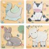 Baby & Toddler Anavrin Co | Anavrin Co. 4 Pk Animal Shape Wooden Puzzles Set For Toddlers Early Brain Development Learning, Toddler 1 2 3 4 Years Old, Montessori Stem Educational Birthday Gift Toy