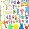 Baby & Toddler CozyBomB | Cozybomb Kids Fishing Bath Toys Game - 17Pcs Magnetic Floating Toy Magnet Pole Rod Net, Plastic Floating Fish - Toddler Education Teaching And Learning Colors