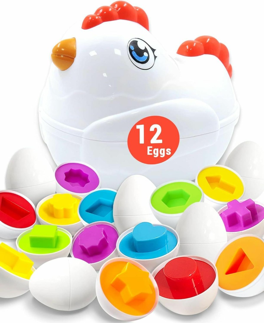 Baby & Toddler Yetonamr | Yetonamr Toddler Chicken Easter Eggs Toys For Ages 1-3, 2-4, 3-5, Toddler Easter Basket Stuffers Prefilled With 12 Toy Eggs Inside Fillled, Montessori Toys Easter Gifts For Kids Babies Boys Girls