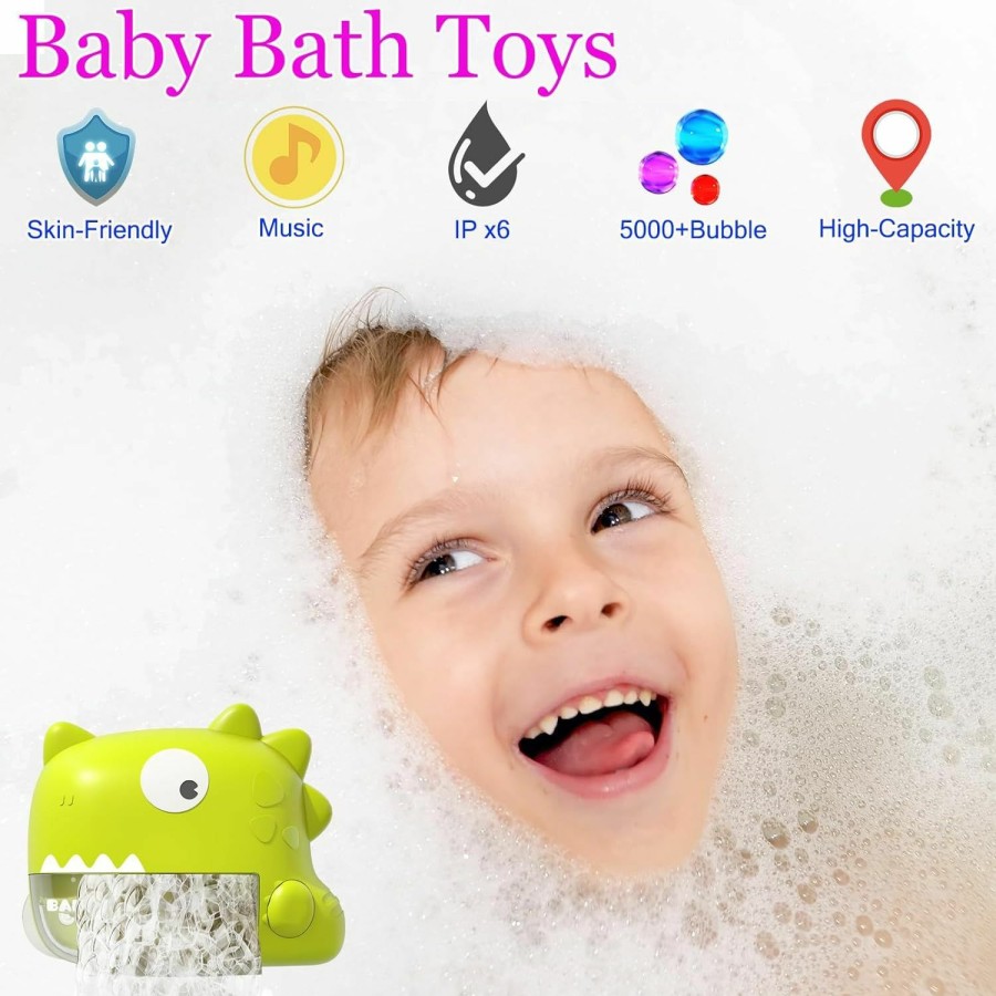 Baby & Toddler HONGID | Baby Bath Toys - Dinosaur Automatic Bath Bubble Machine,Bathtub Bubble Maker With Music,Bathtime Shower Bathtub Toys For Toddlers,Birthday Gift For Boys Girls Age 1-5,Baby Gifts