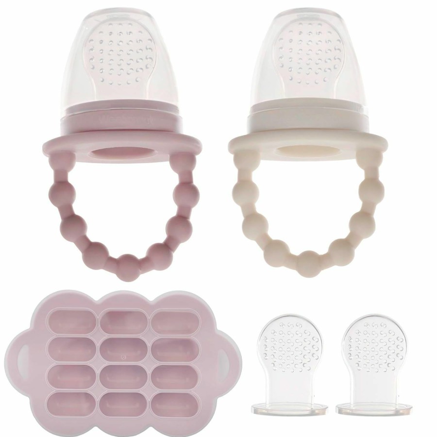 Baby & Toddler WeeSprout | Weesprout Silicone Baby Food Feeders + Freezer Tray For Batch Prep, Set Of 2, Introduce New Foods Safely, Double As Teething Toys, Includes 2 Extra Pouches & Travel Lids, Dishwasher Safe