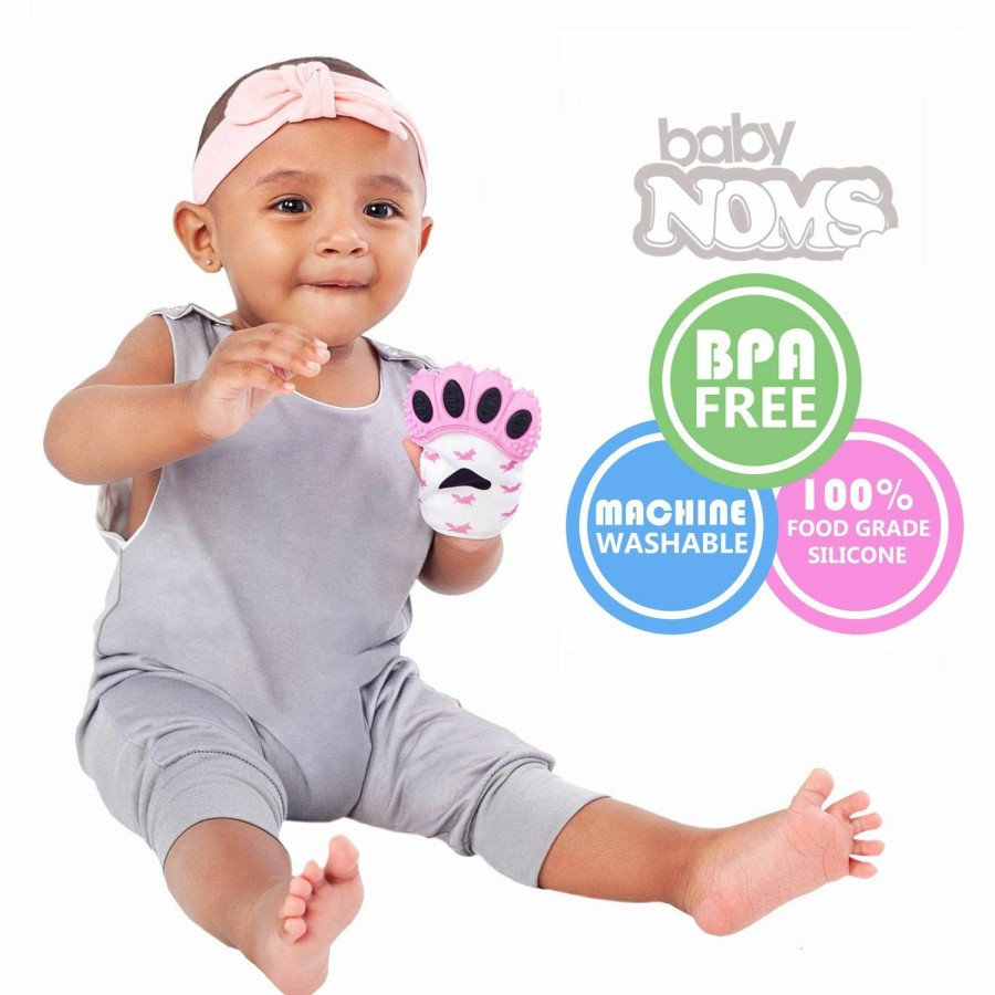 Baby & Toddler BabyNoms | Babynoms Teething Mitten | The Original Teething Paw | Safe Silicone Teething Toys Or Teething Ring Provides Self-Soothing Teething Relief | Pink Teether