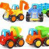 Baby & Toddler ORWINE | Orwine Inertia Toy Early Educational Toddler Baby Toy Friction Powered Cars Push And Go Cars Tractor Bulldozer Dumper Cement Mixer Engineering Vehicles Toys For Children Boys Girls Kids Gift 4Pcs