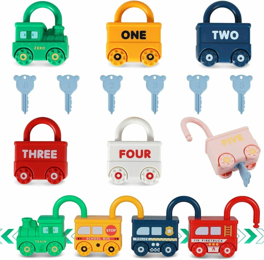 Baby & Toddler Kizmyee | Kizmyee Montessori Lock And Key Car Toys, Sensory Matching & Sorting Early Learning Toy With Number For Preschool Children, Boys And Girls 18+ Months Old