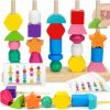 Baby & Toddler KIZZYEA | Kizzyea Montessori Toys For 2 3 4 5 Year Old Toddler, Wooden Beads Sequencing Toy, Lacing Beads, Stacking Block & Shape Stacker Toy, Preschool Learning Toy Birthday Gift For Kids Boys Girls